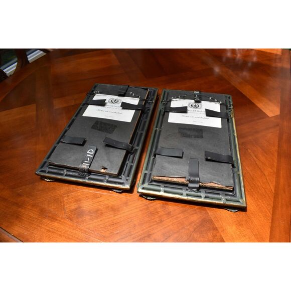 John Richard Luxury Botanical Wall Plaques Set 2 Gilded Frames Ceramic Tiles - Picture 7 of 7